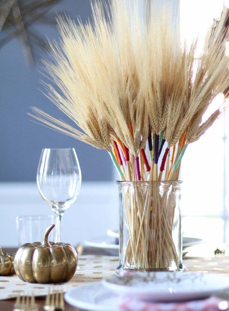 interior deco autumn straw vase for table