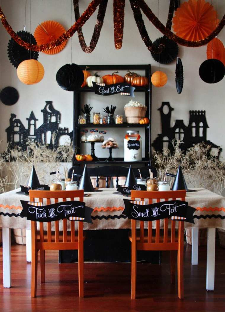 dekorasjon halloween hjem krans idé ball suspensjon papir brico enkelt halloween bord