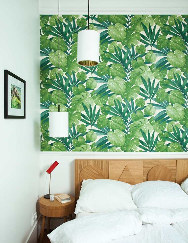 headboard original wallpaper interior bedroom scandinavian wood wall deco design