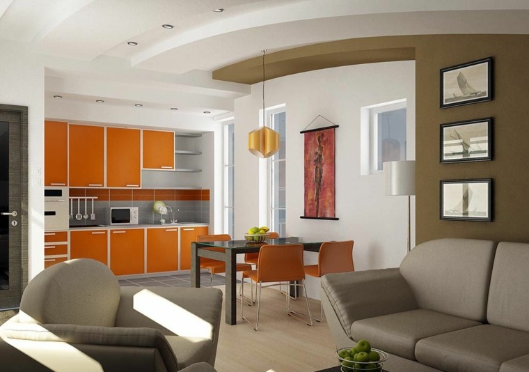 deco interior design orange kitchens