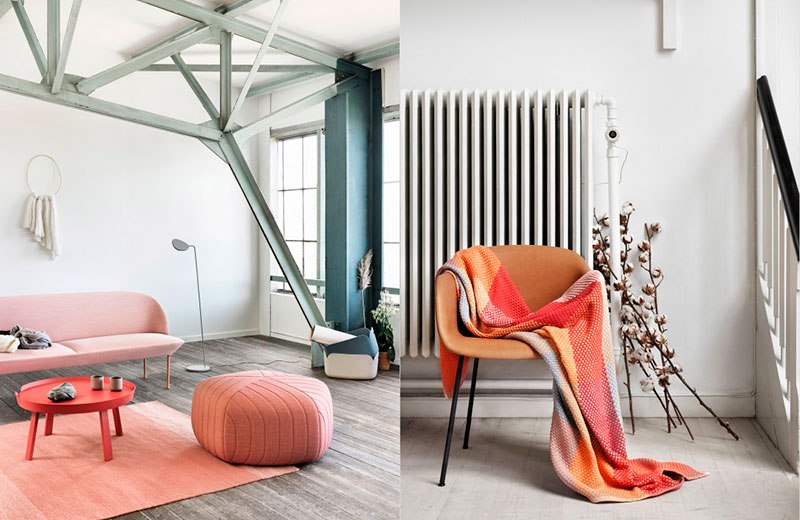 forening farver idé interiør sofa pink ottoman stol lænestol parket træ