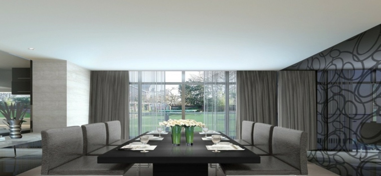 dining room interior modern gray kitchen chair black dining table
