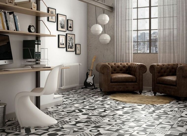 interieur-industrial-design-imitation-tiles of cement