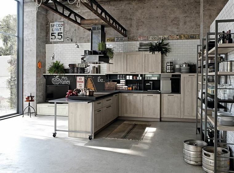 modern interior kitchen central island industrial style