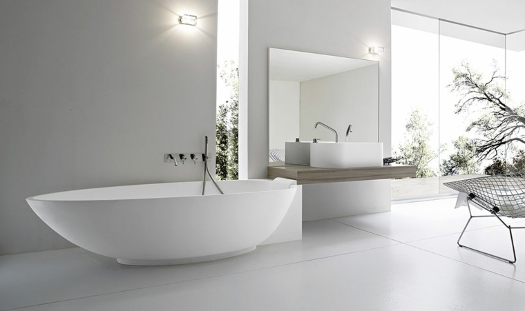 minimalist bathroom design idea bath lighting wall chair