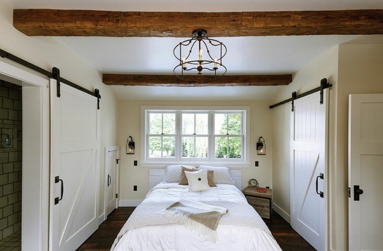 bedroom interior white modern bed sliding door