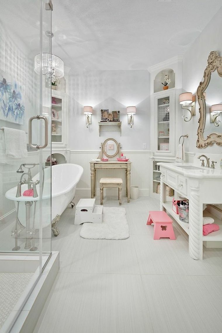 luxury bathroom white rose design bathtub floor mats wood furniture fixture suspension