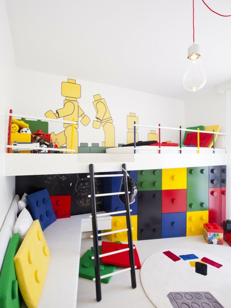 kids room theme lego idea bed design suspension