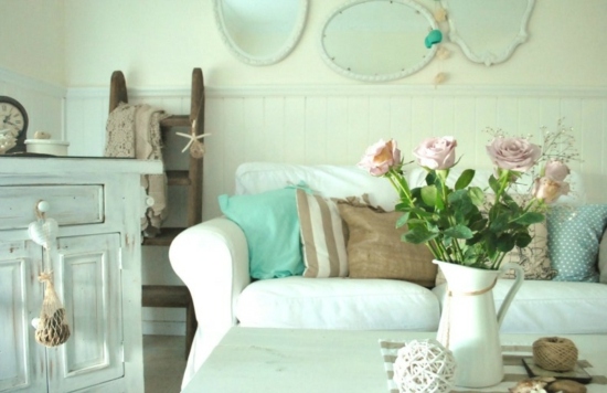 shabby chic pale green interior