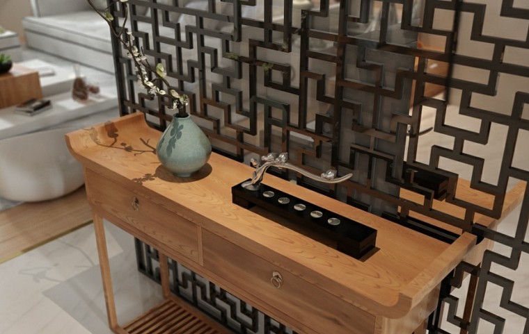 Zen interior modern house wall separation