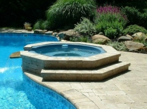 outdoor jacuzzi octagon pool edge