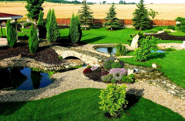 garden with small bridge