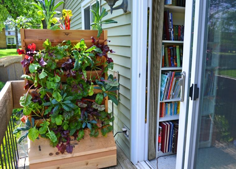 vegetable garden on balcony wood landscaping idea plants outdoor plant wall