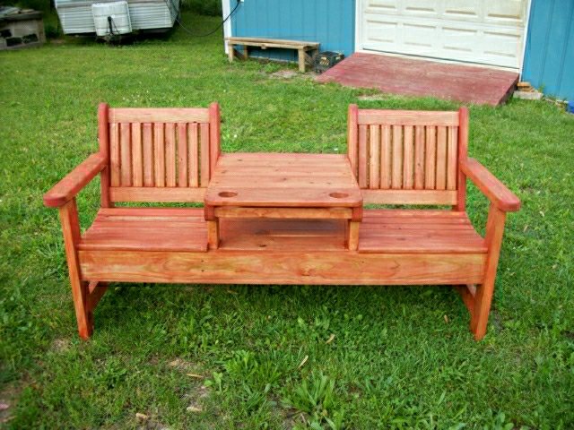 garden furniture piece bench table three in practical red flexible unit