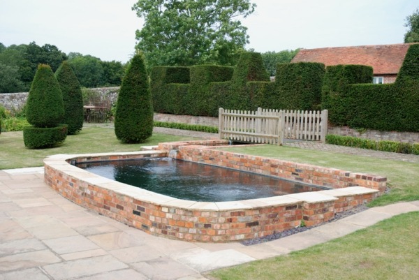 garden basin with koi bricks