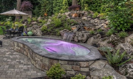 illuminated water pond garden