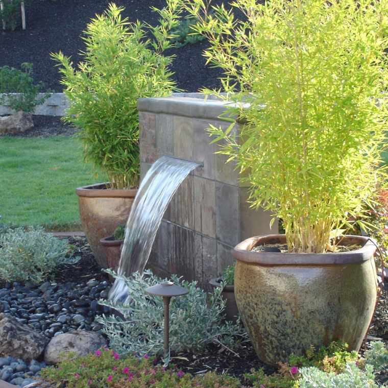 outdoor waterfall idea landscaping garden deco flowerpot