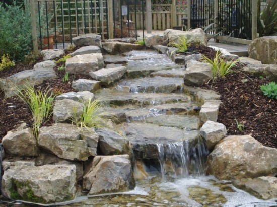 garden waterfall water stone