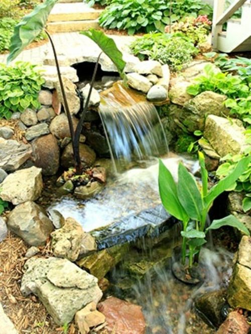 garden waterfall water creek fall plant