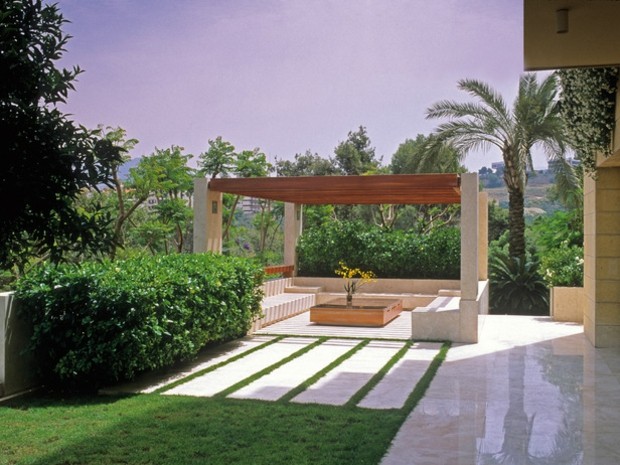 contemporary exotic garden shaded courtyard