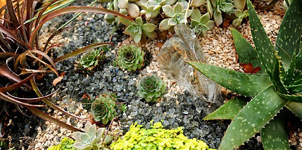 rock garden with decorative pebbles