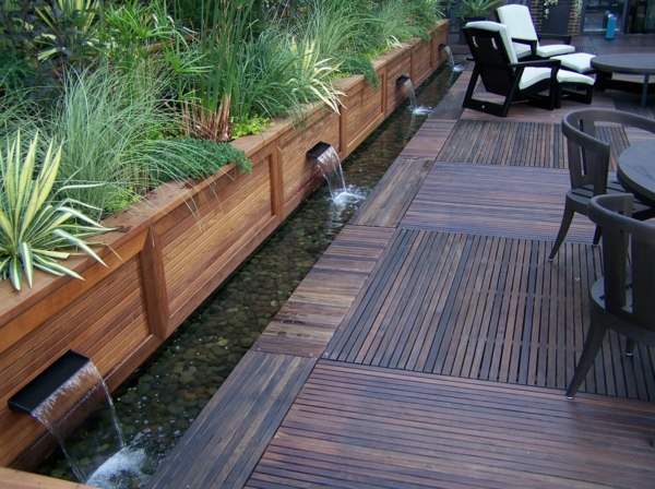 garden deco aquatic basin teak floor