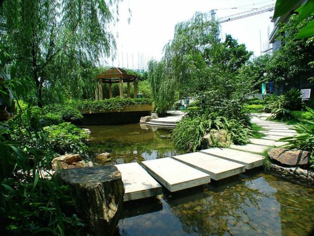 garden decoration design idea garden path stone basin d'eau