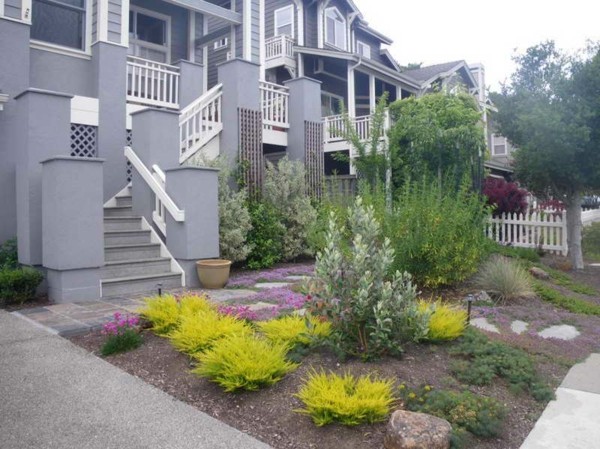 original design garden in front of house