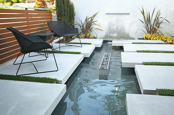 garden water chairs landscaping