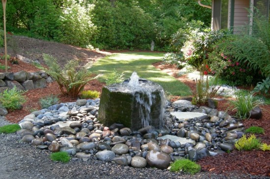 stone fountain garden