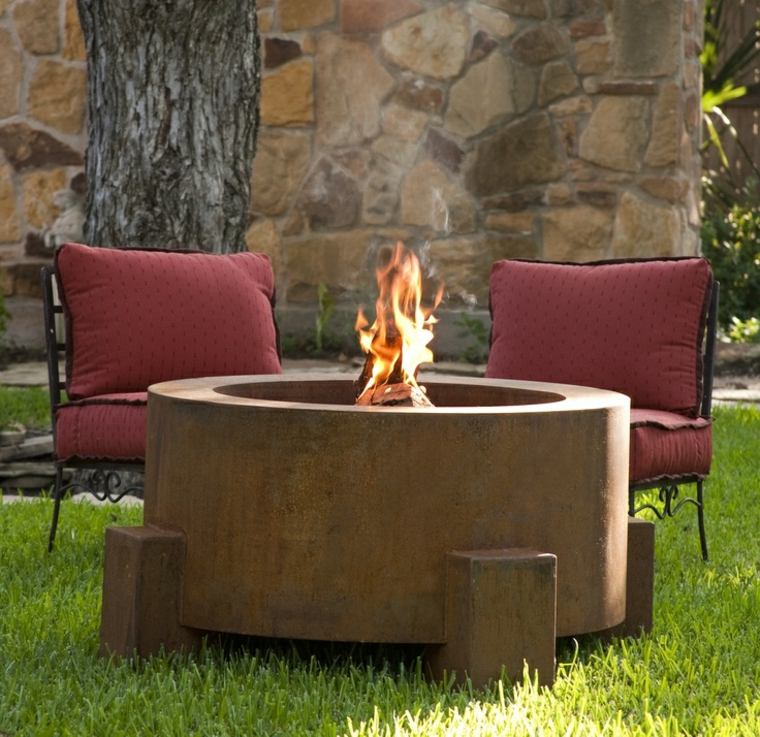 corten steel outdoor fireplace