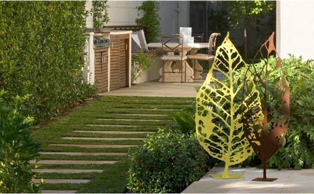 modern garden trimmed metal ornaments shape leaves