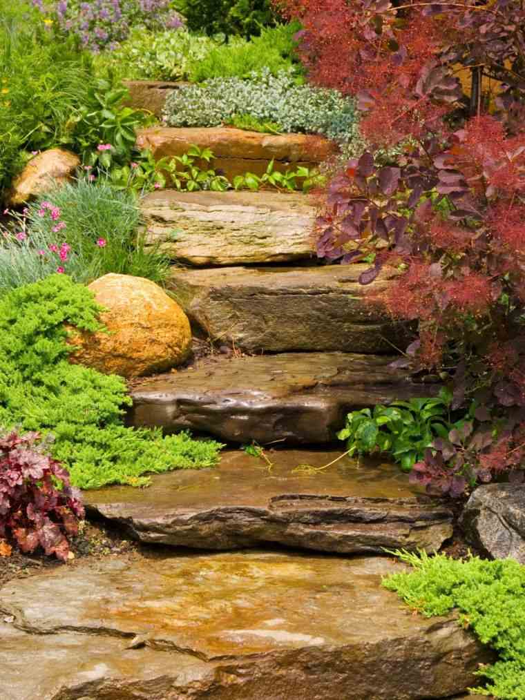 landscaped garden stairs stone deco exterior