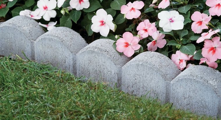 deco garden plants concrete border