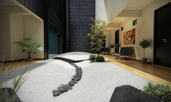 Japanese minimalist rock garden