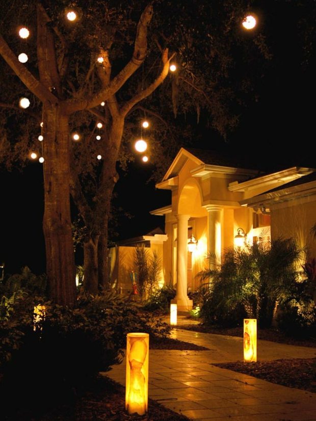 garden terrace romantic lighting