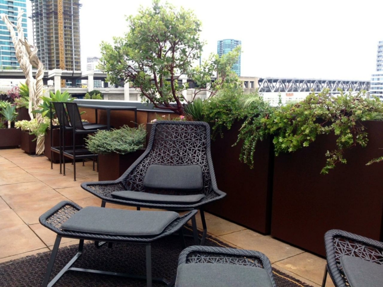 garden deco terrace in town green plant trees