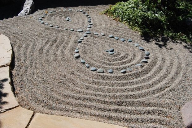 zen garden small pebbles eternity pattern