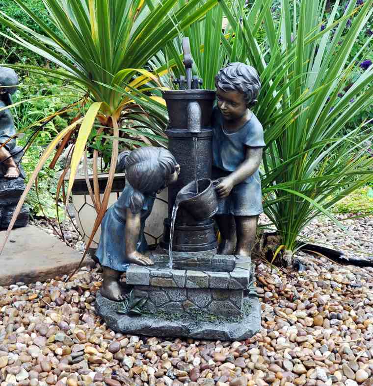 idea fountain decor stone landscaping small pebbles