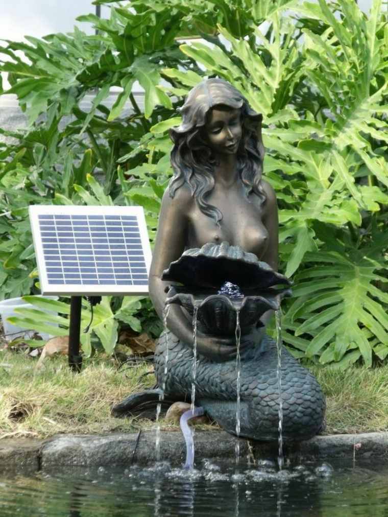 idea fountain sirène deco exterior garden solar energy