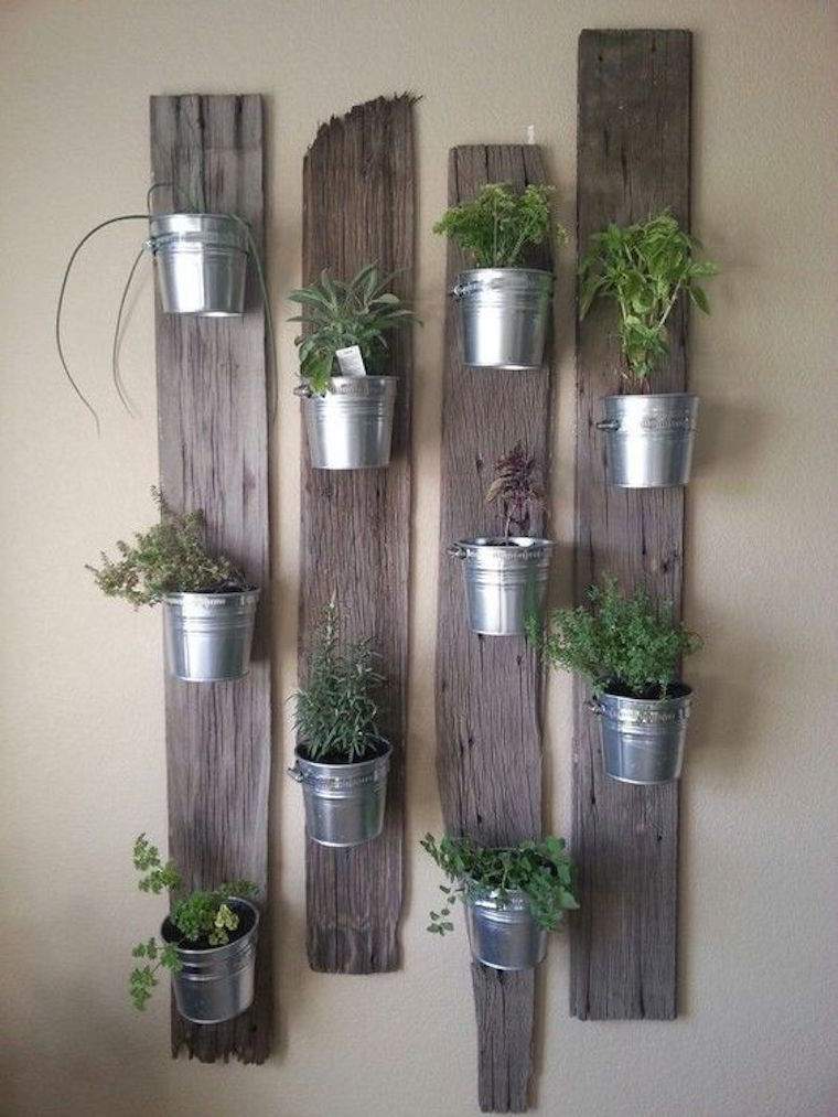 wall garden diy idea boards wood pots flowers