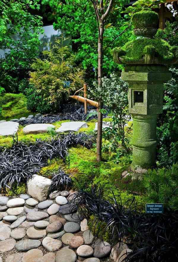 pretty japanese garden stone plants