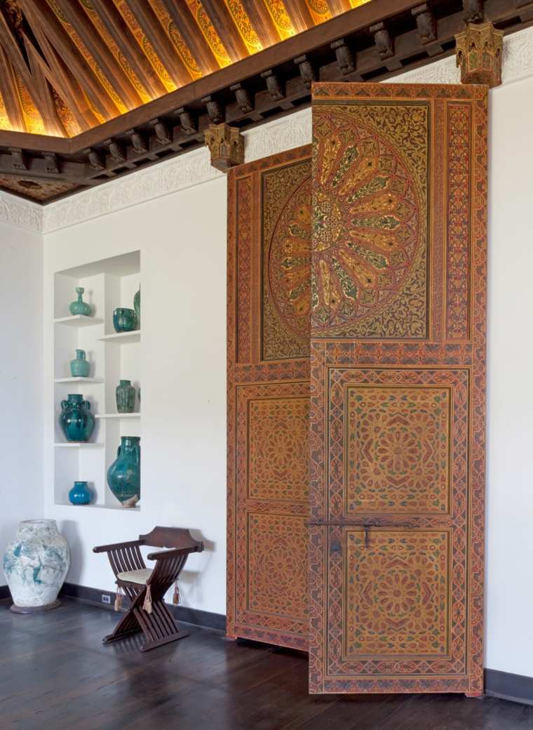 Moroccan door wood deco living room