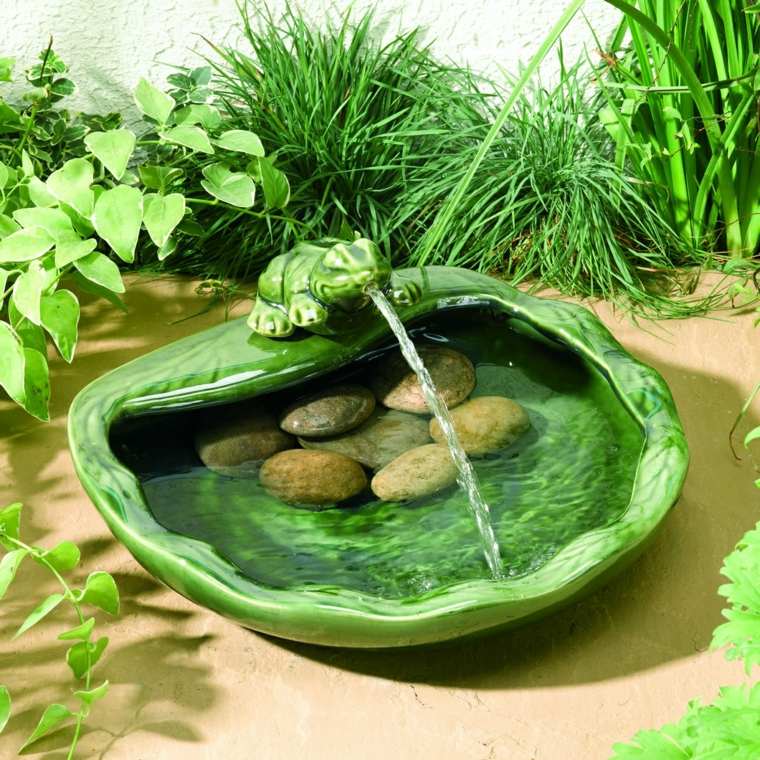 waterfall garden solar energy frog green