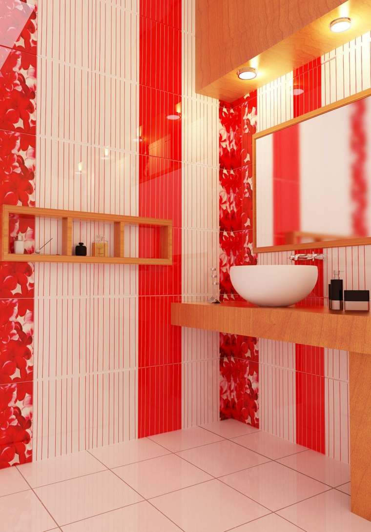 arrange space bathroom color association red rose design
