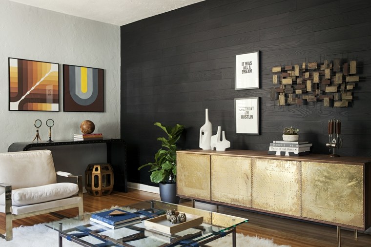 black wood wall paneling