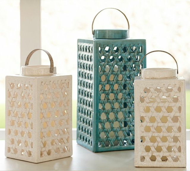 green white deco lanterns