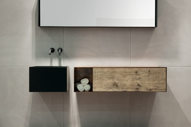 modern design washbasin wood bathroom mirror idea