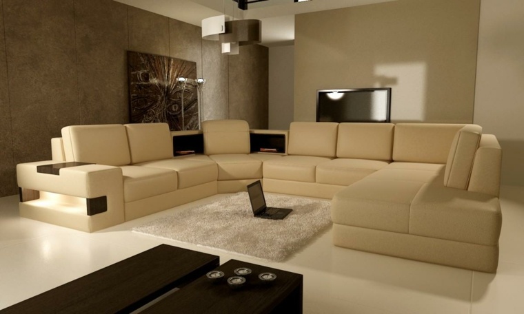 the modern beige living room-huge-sofa-large-table