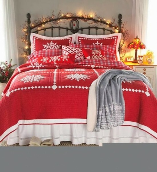 elegant and original bed blankets red white accents